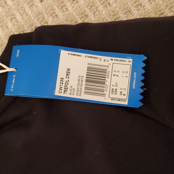 NWT Adidas Trefoil Crew Neck Black Sweater - Picture 3 of 8